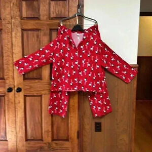 Old Navy Christmas Ladies XXL Pajama Set Red With Elf DesignTop And Bottom XXL